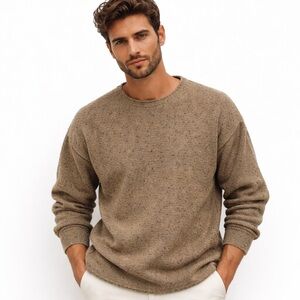 Reiss Men’s Crewneck Sweater in Heathered Brown
